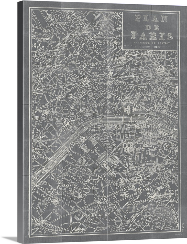 Blueprint Map Paris Grey