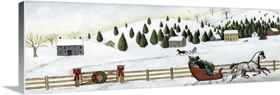 Christmas Valley Sleigh with Black Border