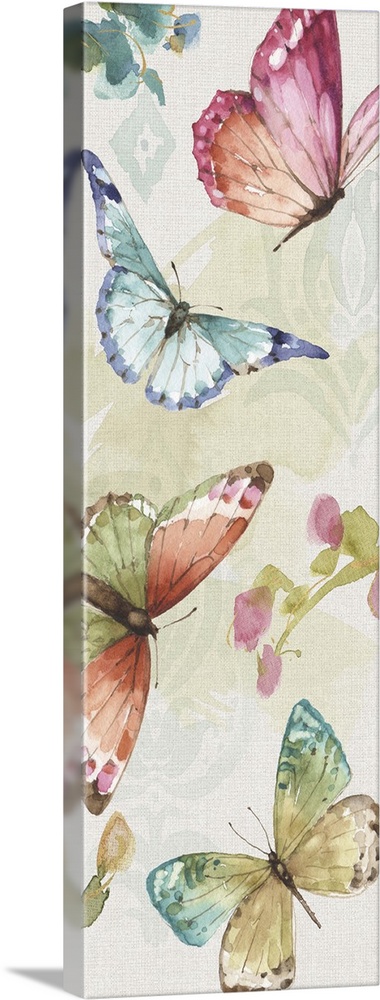 Contemporary home decor artwork incorporating butterflies and flowers.