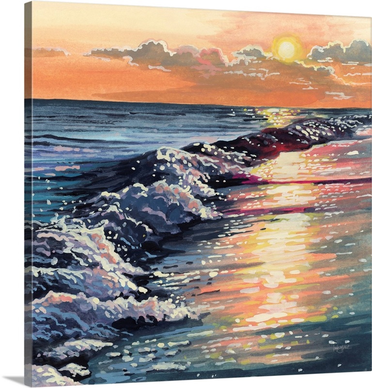 Colorful Sunset On The Waves | Great Big Canvas