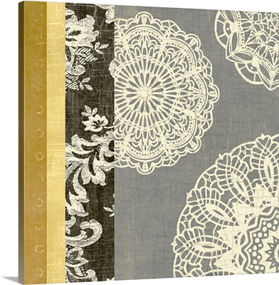 Contemporary Lace I - Yellow Grey