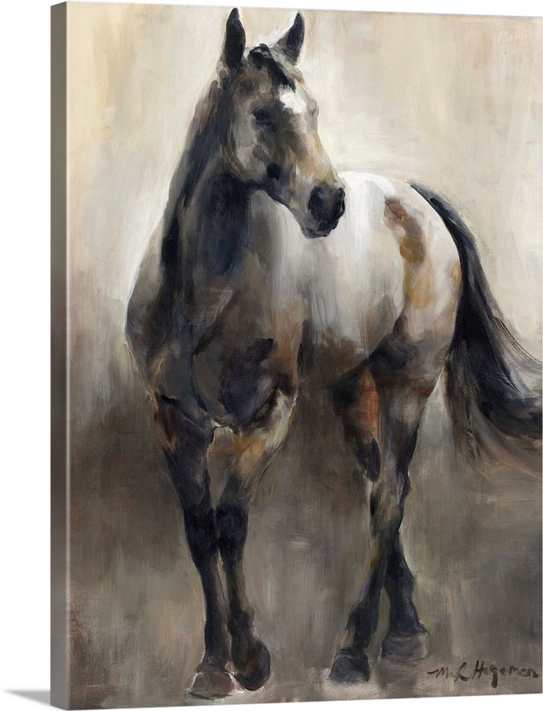 Contemporary painting of a horse in shades of brown.
