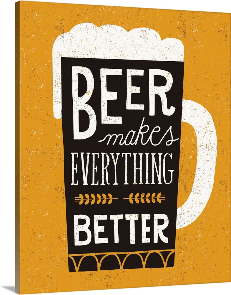 Fun typography artwork in the shape of a beer mug.