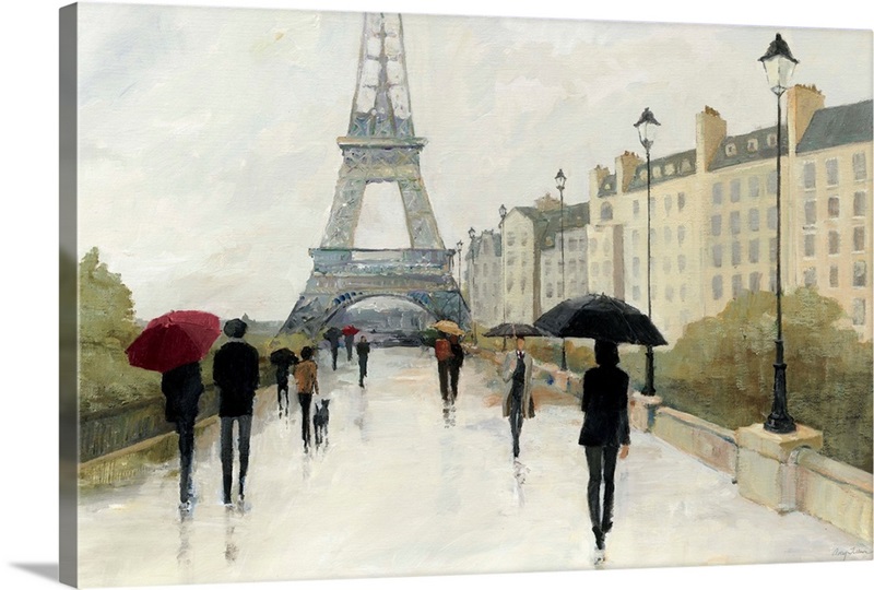 Eiffel in the Rain, Marsala Umbrella Wall Art, Canvas Prints, Framed ...