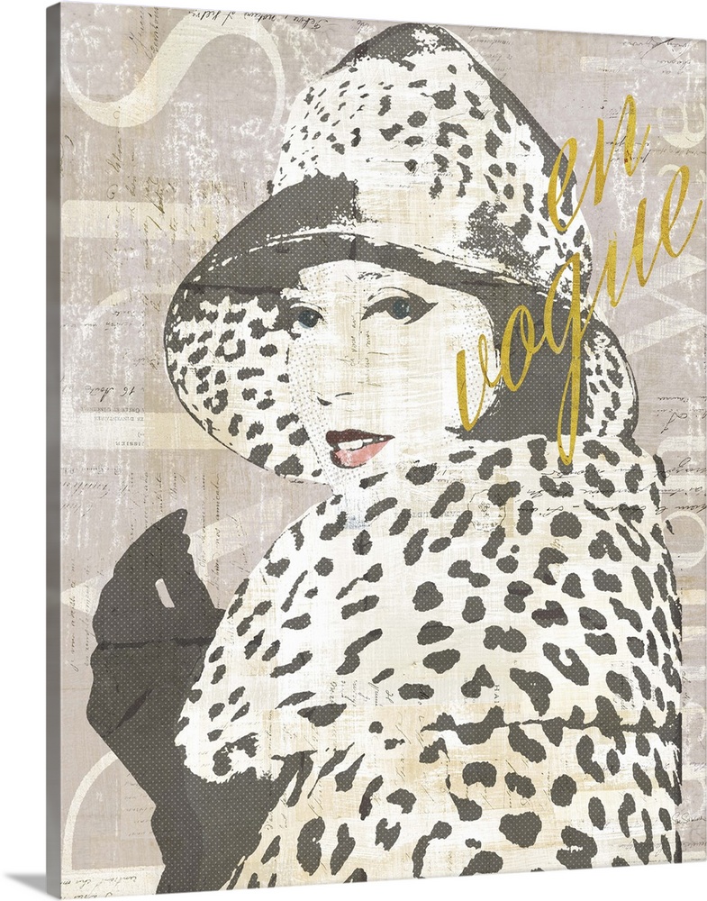 Paris Fashion Week collage in gray, black, and white with "en vogue" written in gold a sparkle font.