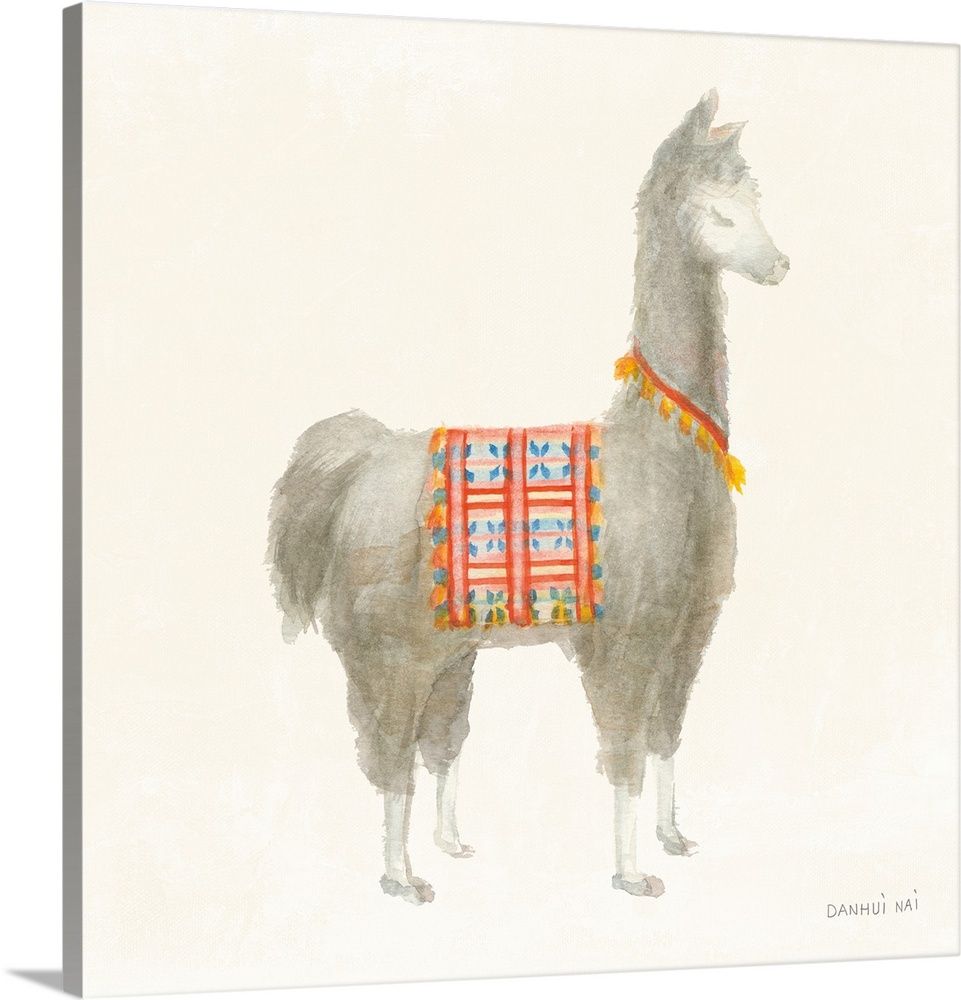 今季一番】 Festive Llama V White Framed Art Print， Artwork