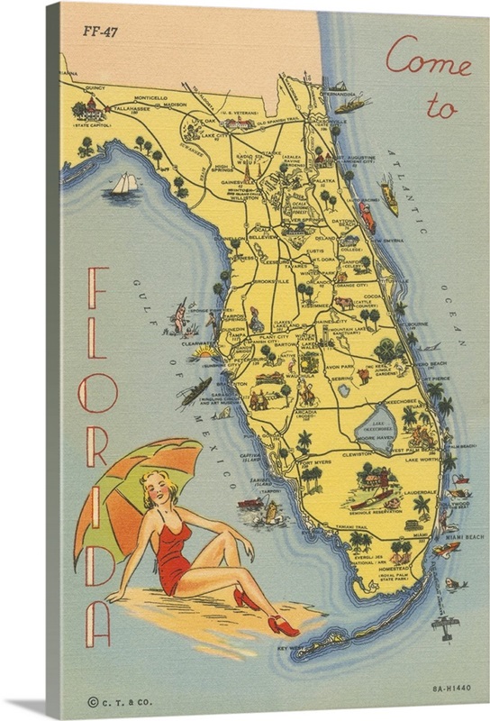Florida Postcard VI Wall Art, Canvas Prints, Framed Prints, Wall Peels