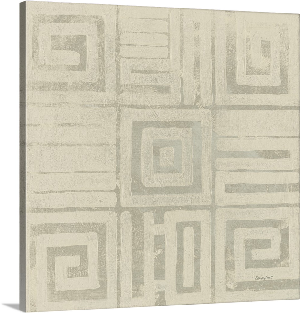 Square abstract art created with neutral two toned colors and geometric shapes.