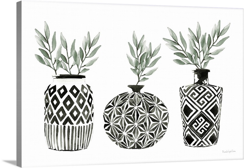 Geometric Vases I Green Great Big Canvas