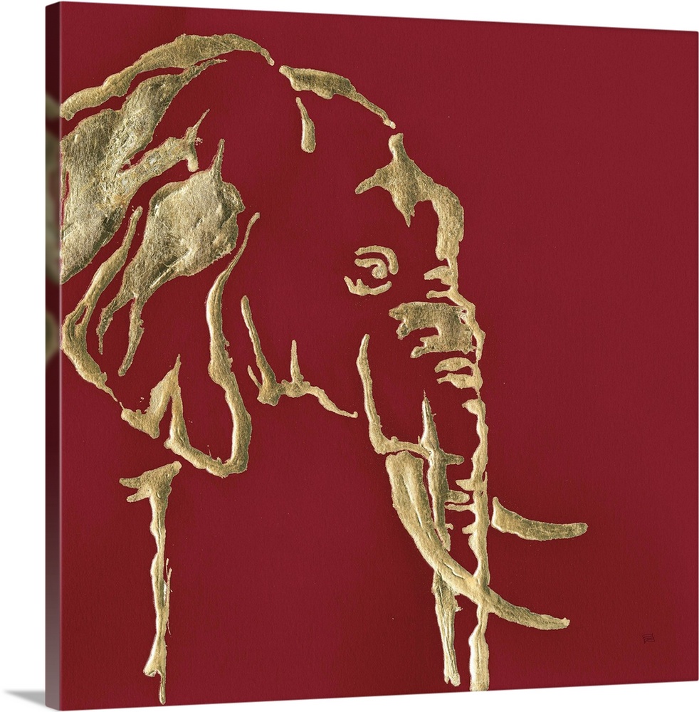 Gilded Elephant on Red