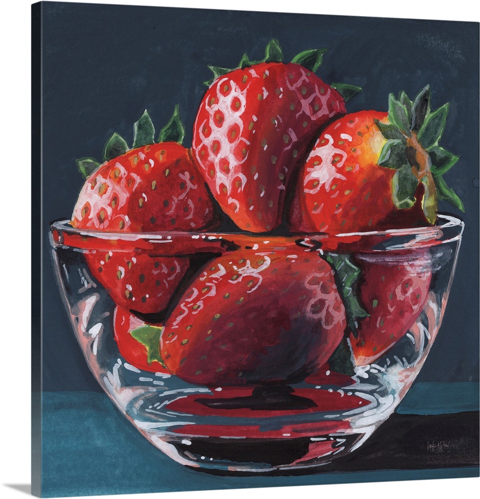 Glass Bowl Of Strawberries