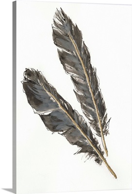 Gold Feathers III on White