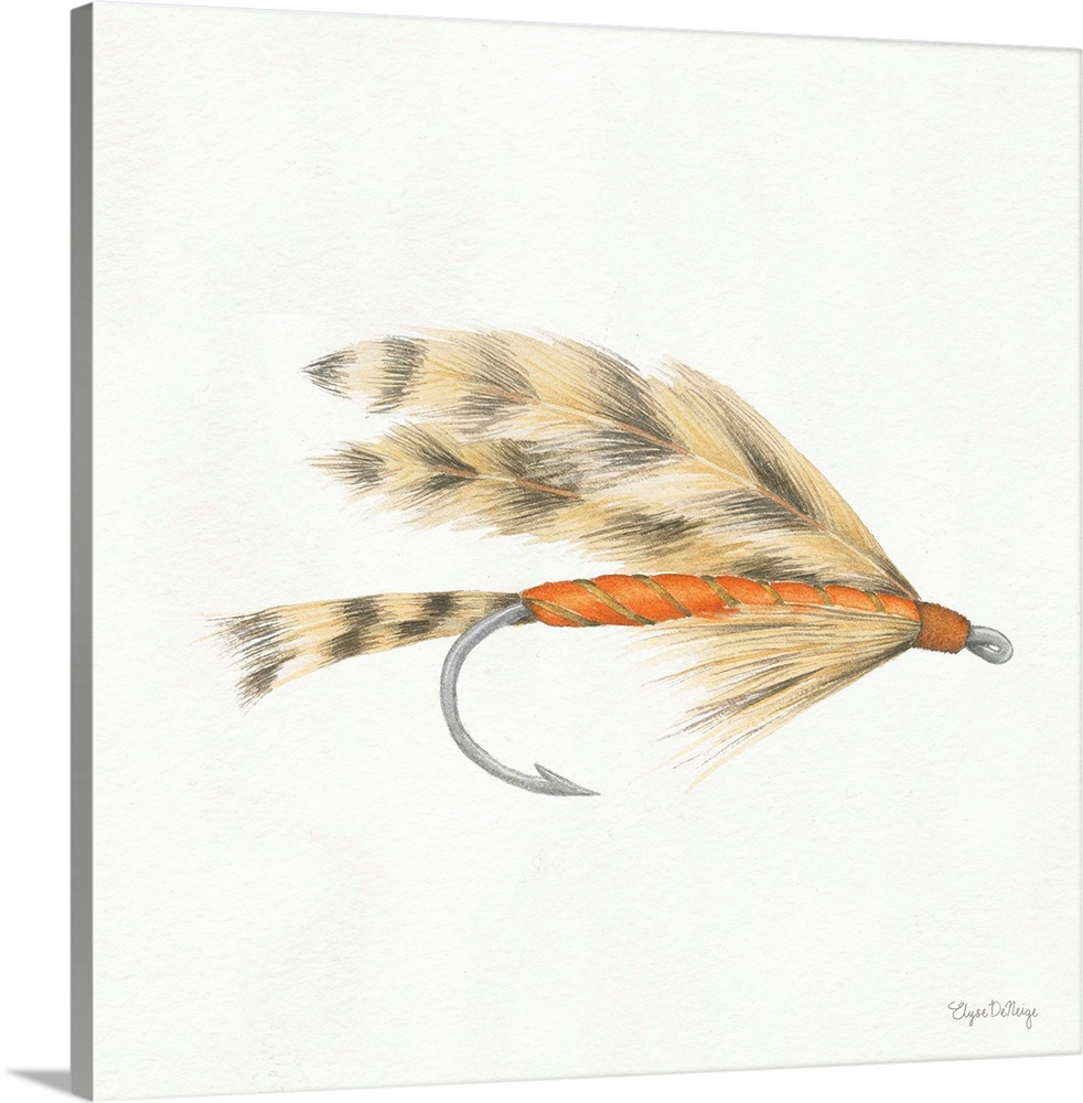 Square watercolor painting of a fishing lure.