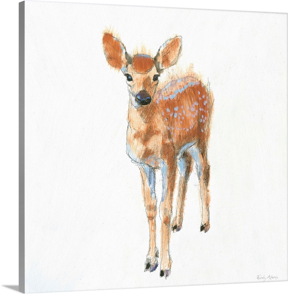 Artwork of a fawn against a white background.