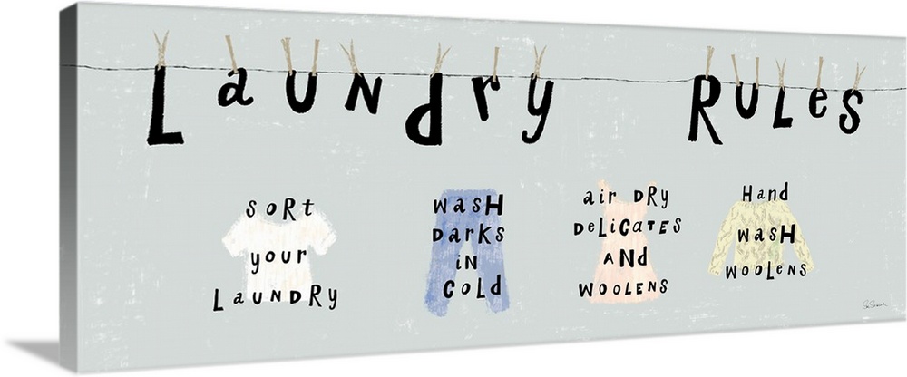 Wide sign with Laundry Rules