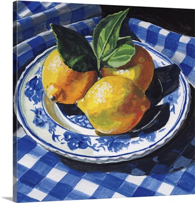 Lemons On A Blue Table