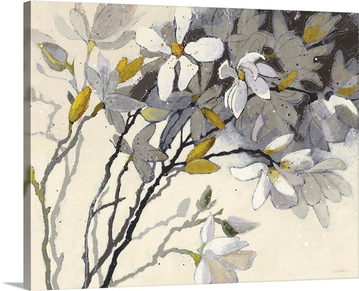 Magnolias Yellow Gray Wall Art Canvas Prints Framed Ls Great Big - Magnolia Wall Decor Painting