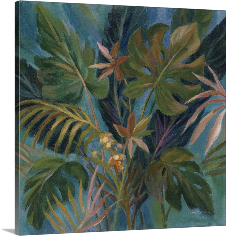 Midnight Tropical Leaves