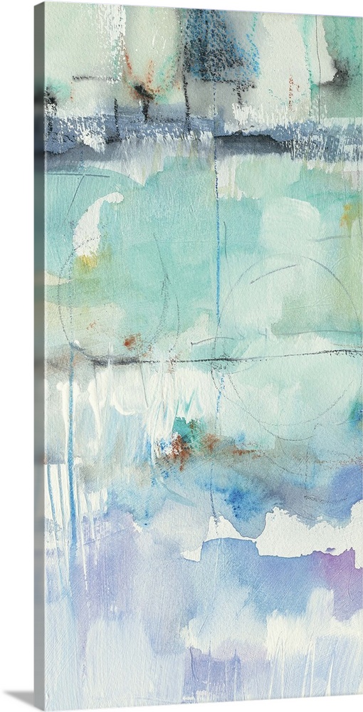 Contemporary watercolor painting using teal, and turquoise.