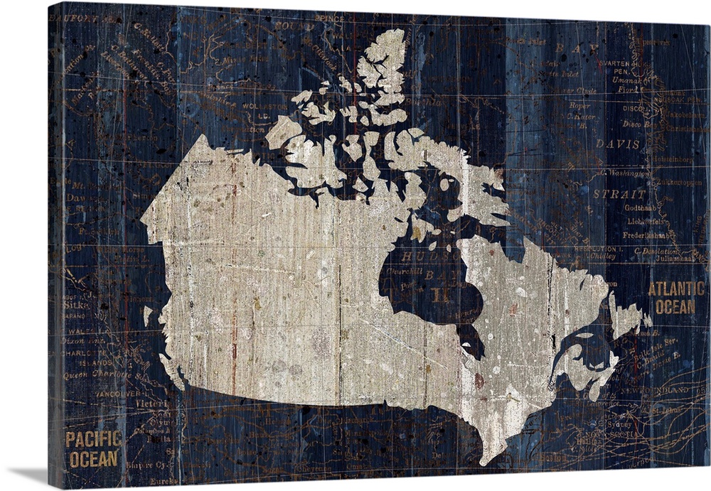 Old World Map Blue Canada