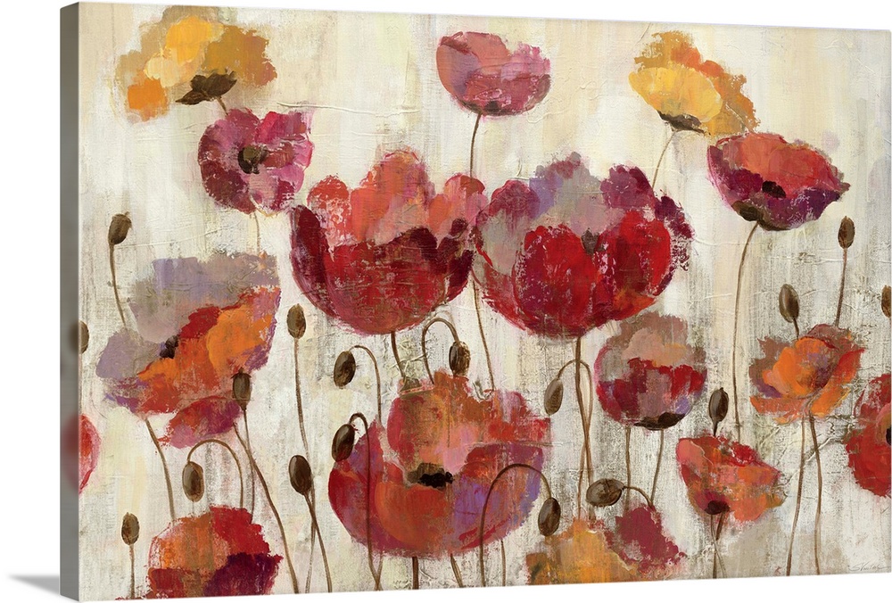 Rustic color and texture make this watercolor painting of flowers a addition to any home.