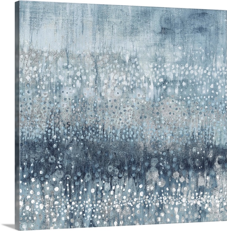 Rain Abstract IV Blue Silver Wall Art, Canvas Prints, Framed Prints