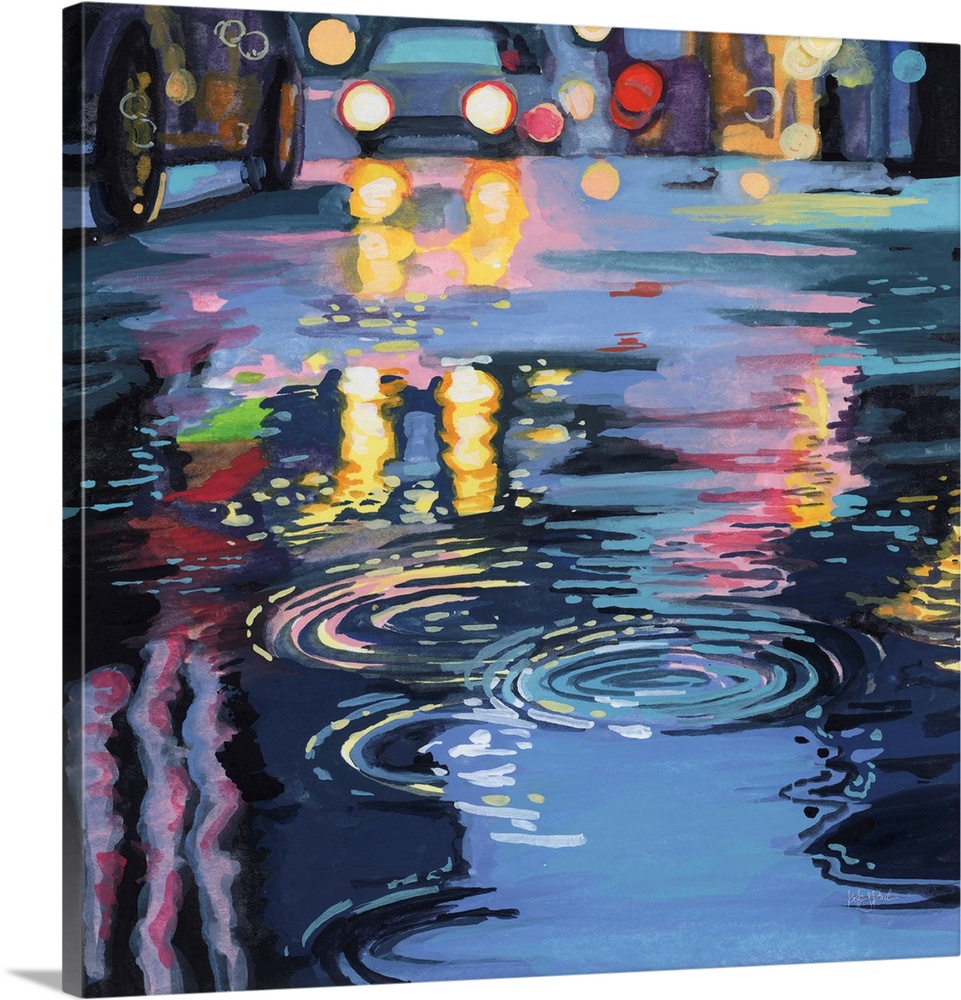 Rain Drops On City Road