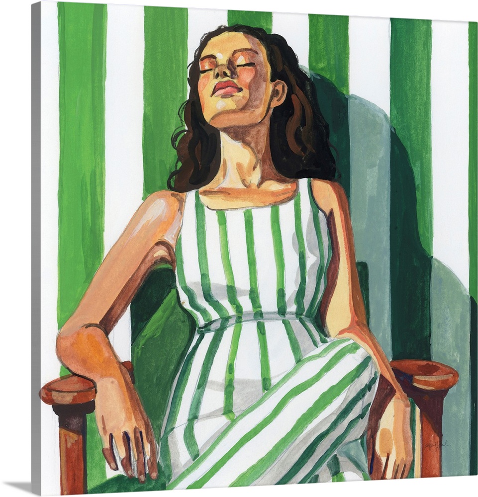 Relaxing In A Striped Dress