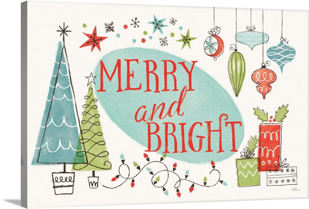 "Merry and Bright" retro Christmas decor