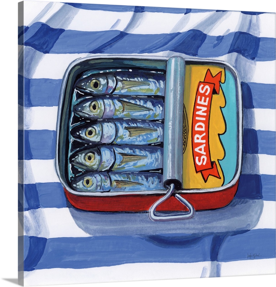 Sardines On Striped Cloth