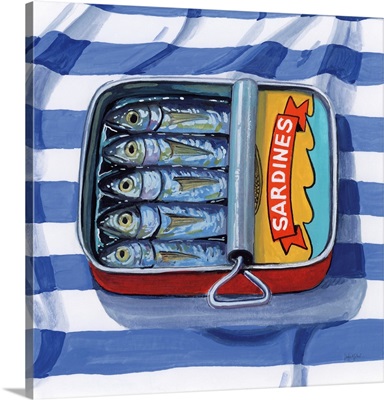 Sardines On Striped Cloth