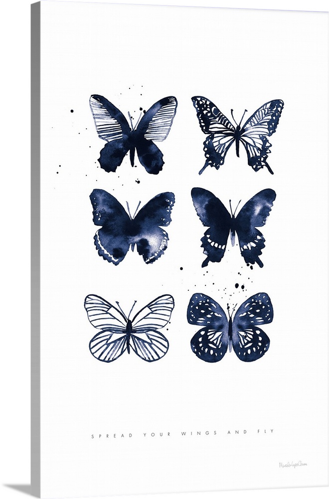 Six Inky Blue Butterflies