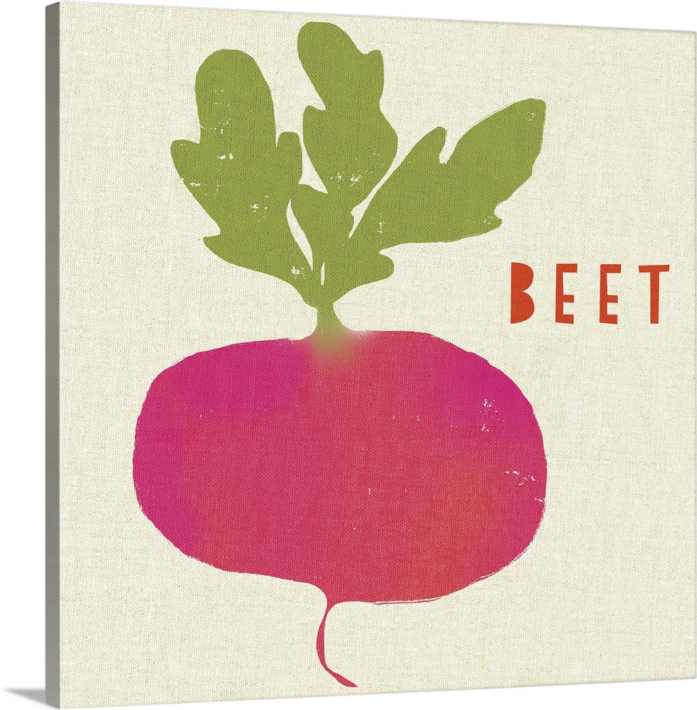 Contemporary kitchen decor of a beet against a neutral background.