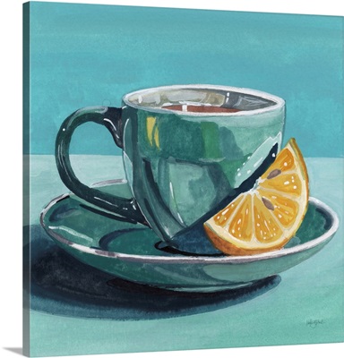 Teal Cup With Lemon