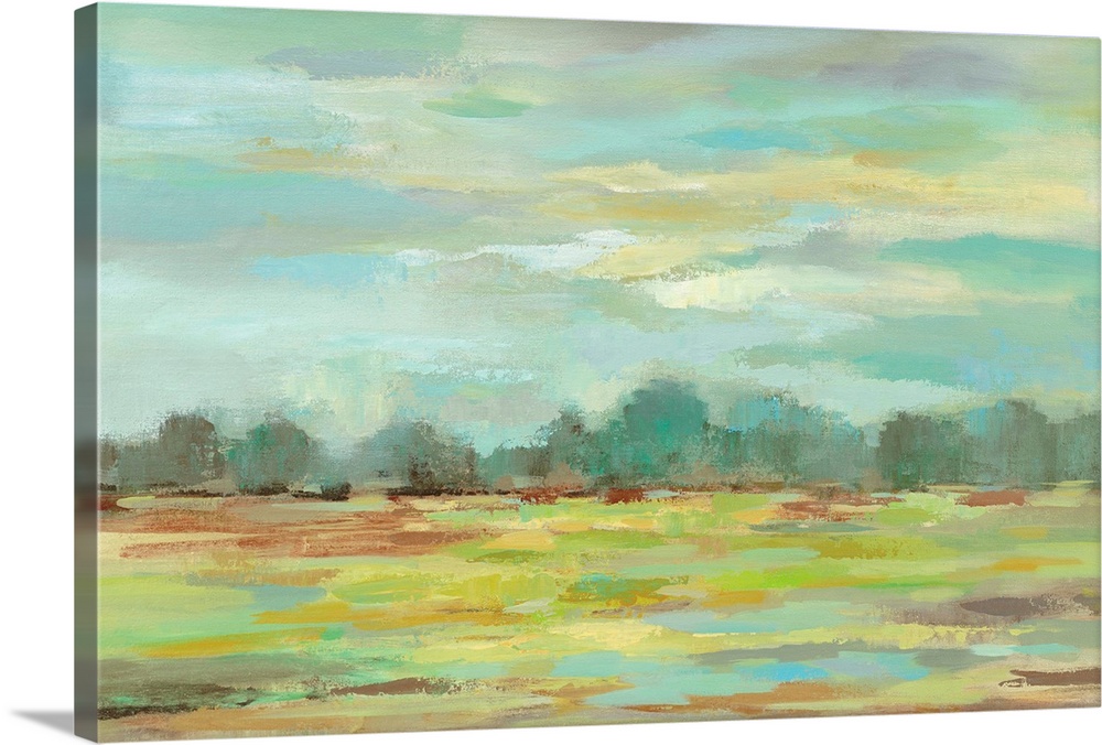 Contemporary landscape painting using a variety of vibrant colors.