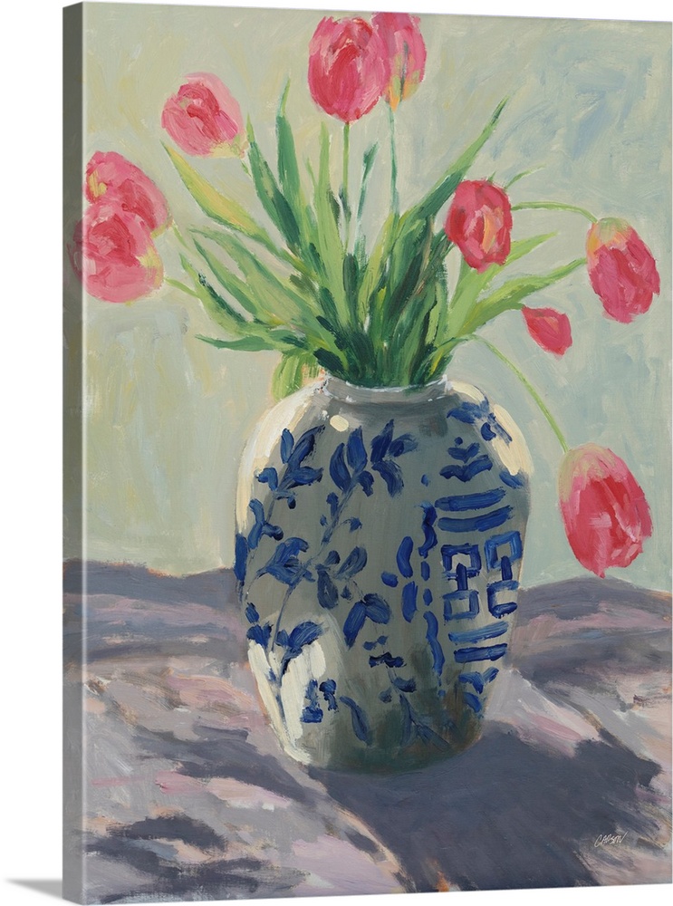 Tulips In Chinoiserie Vase