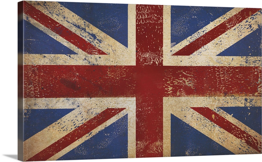 A painting of the Union Jack flag looking distressed.