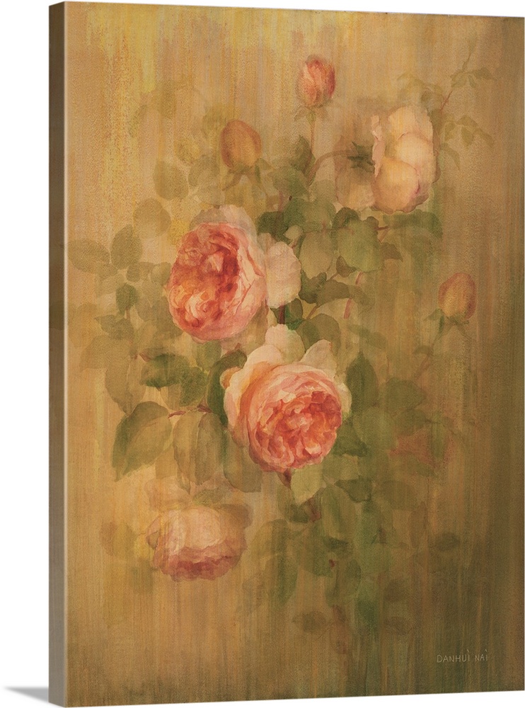 Vintage Roses On Green I