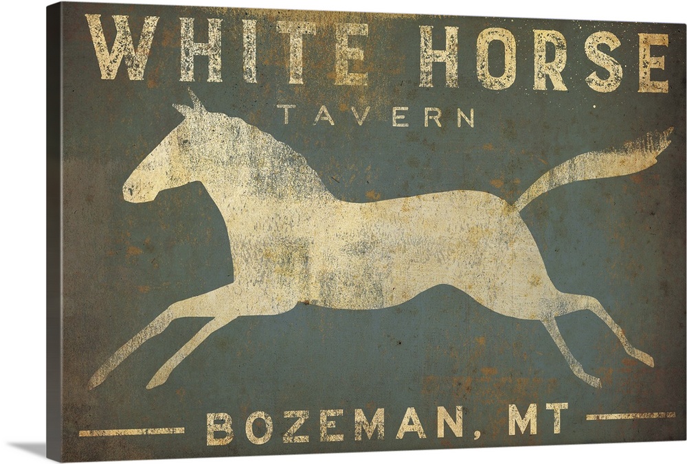 Contemporary rustic artwork of a worn and weathered sign for a pub.