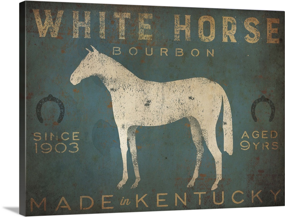 Contemporary rustic artwork of a worn and weathered sign for aged whisky.