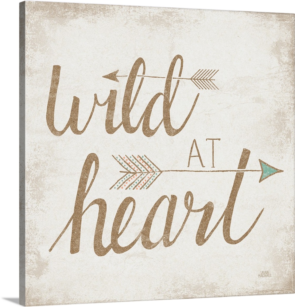 "Wild At Heart" with two arrows on a beige brushed backdrop.