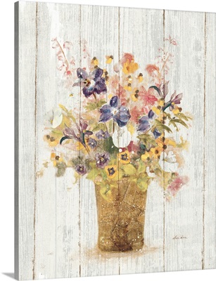Wild Flowers in Vase II on Barn Board