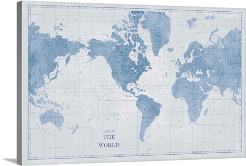 World Map White and Blue | Great Big Canvas