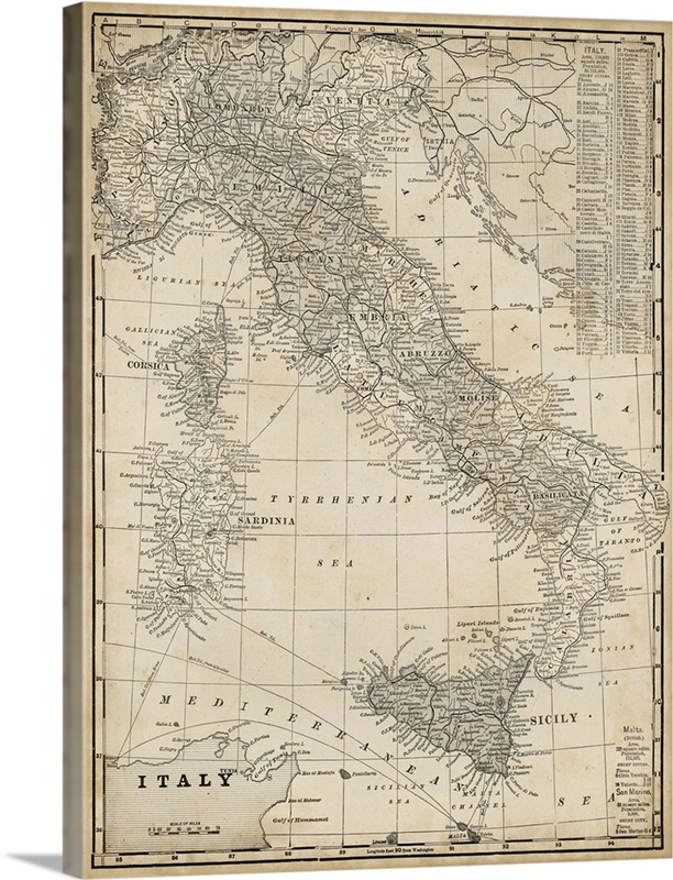 Antique Map of Italy | Great Big Canvas