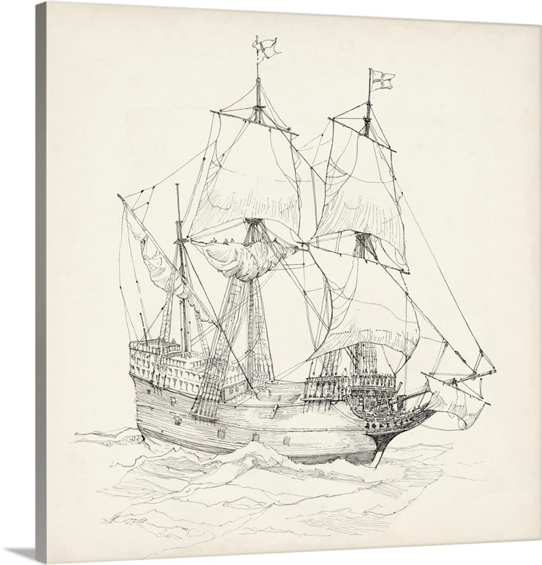 Antique Ship Sketch IV Wall Art, Canvas Prints, Framed Prints, Wall ...