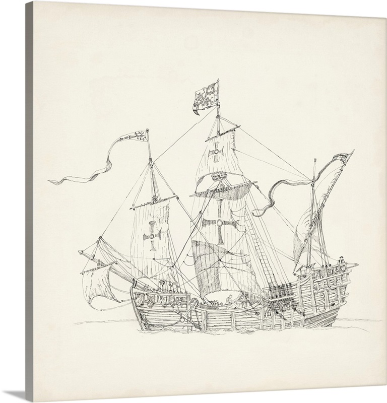 Antique Ship Sketch VI Wall Art, Canvas Prints, Framed Prints, Wall ...