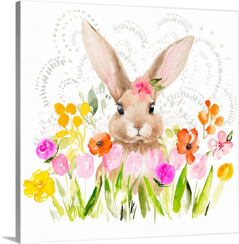 April Flowers & Bunny I | Great Big Canvas