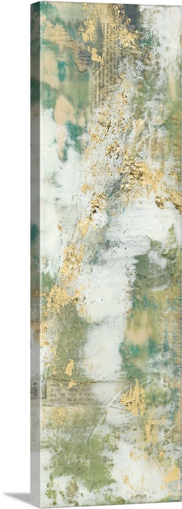 Contemporary abstract painting using muted distressed colors.