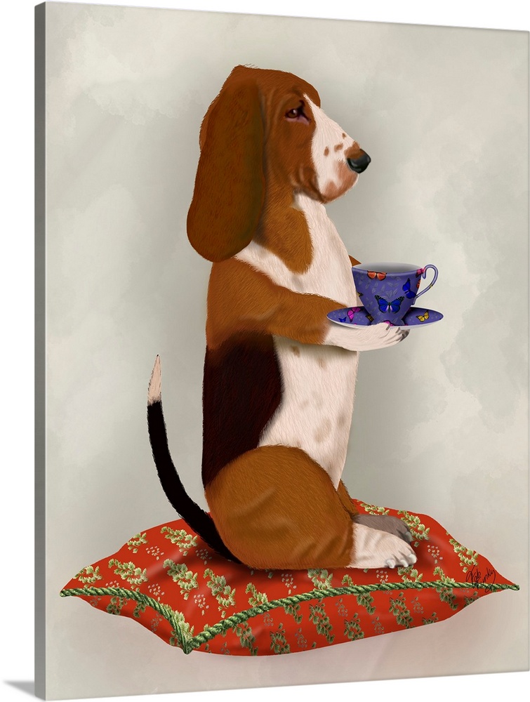 Basset Hound Taking Tea