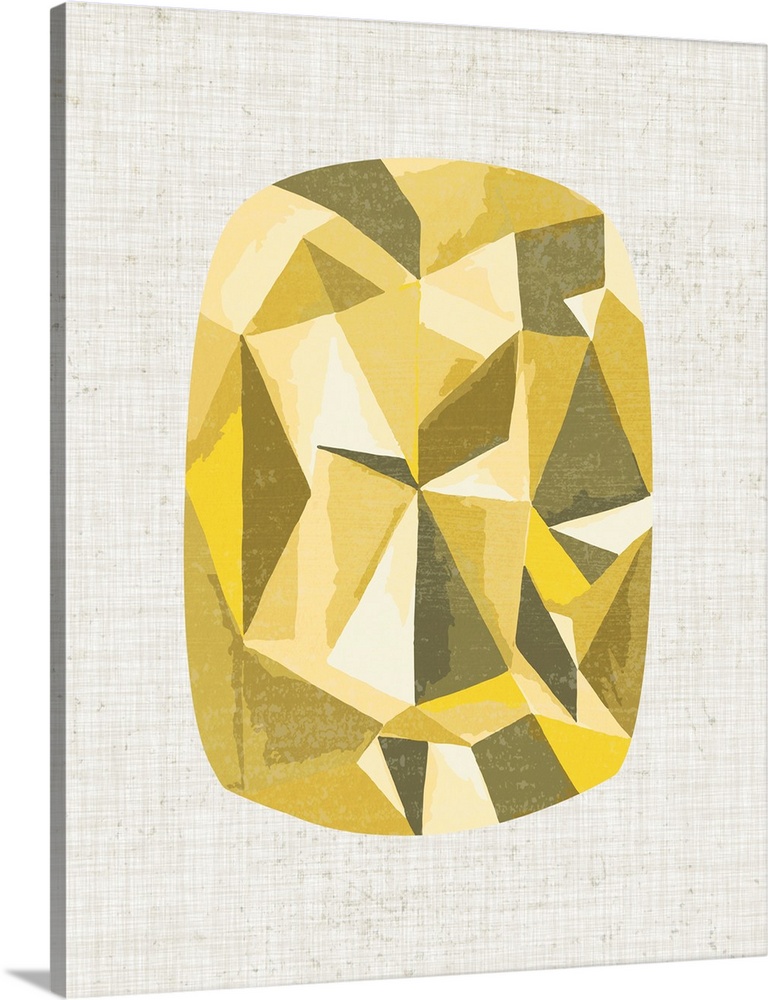 Gemstone painting with geometric facets in shades of yellow.
